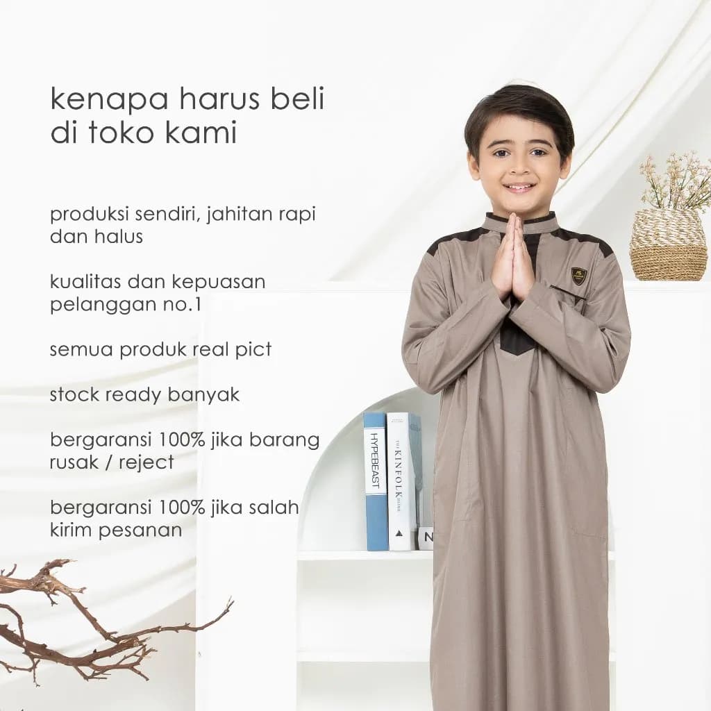 Assuffah I Jubah Anak  Laki Laki 1 - 8 Tahun Lengan Panjang  Resleting Depan Alief Series