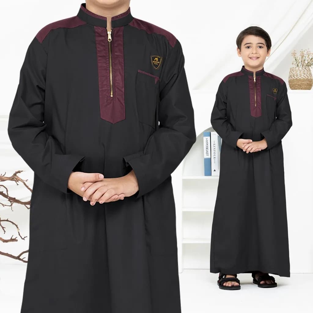 Assuffah I Jubah Anak Laki Laki 9 - 16 Tahun Lengan Panjang Resleting Depan Alief Series