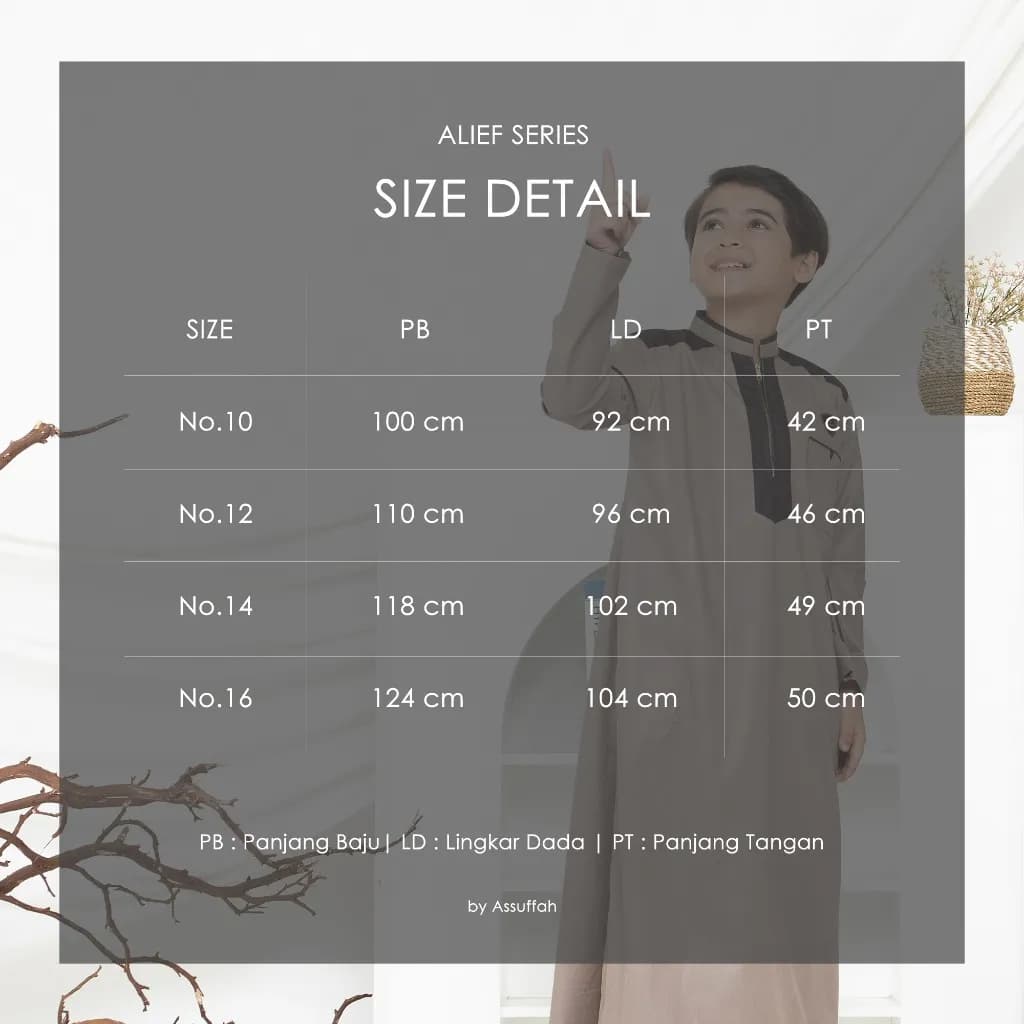 Assuffah I Jubah Anak Laki Laki 9 - 16 Tahun Lengan Panjang Resleting Depan Alief Series