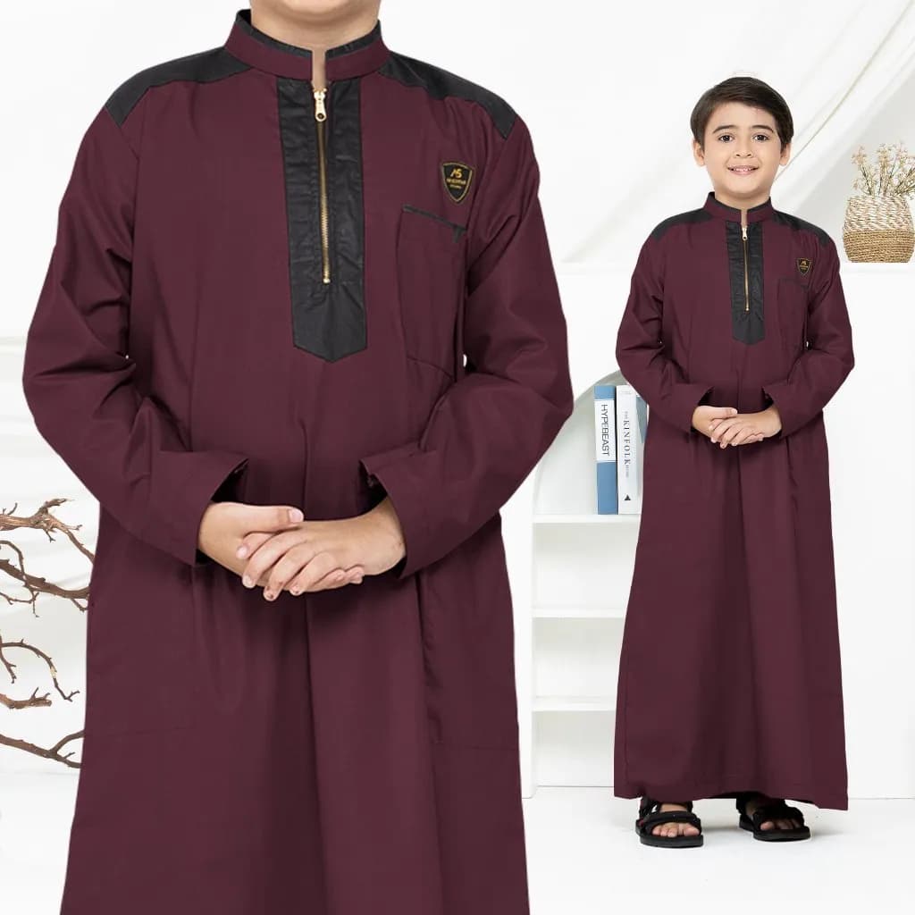 Assuffah I Jubah Anak Laki Laki 9 - 16 Tahun Lengan Panjang Resleting Depan Alief Series