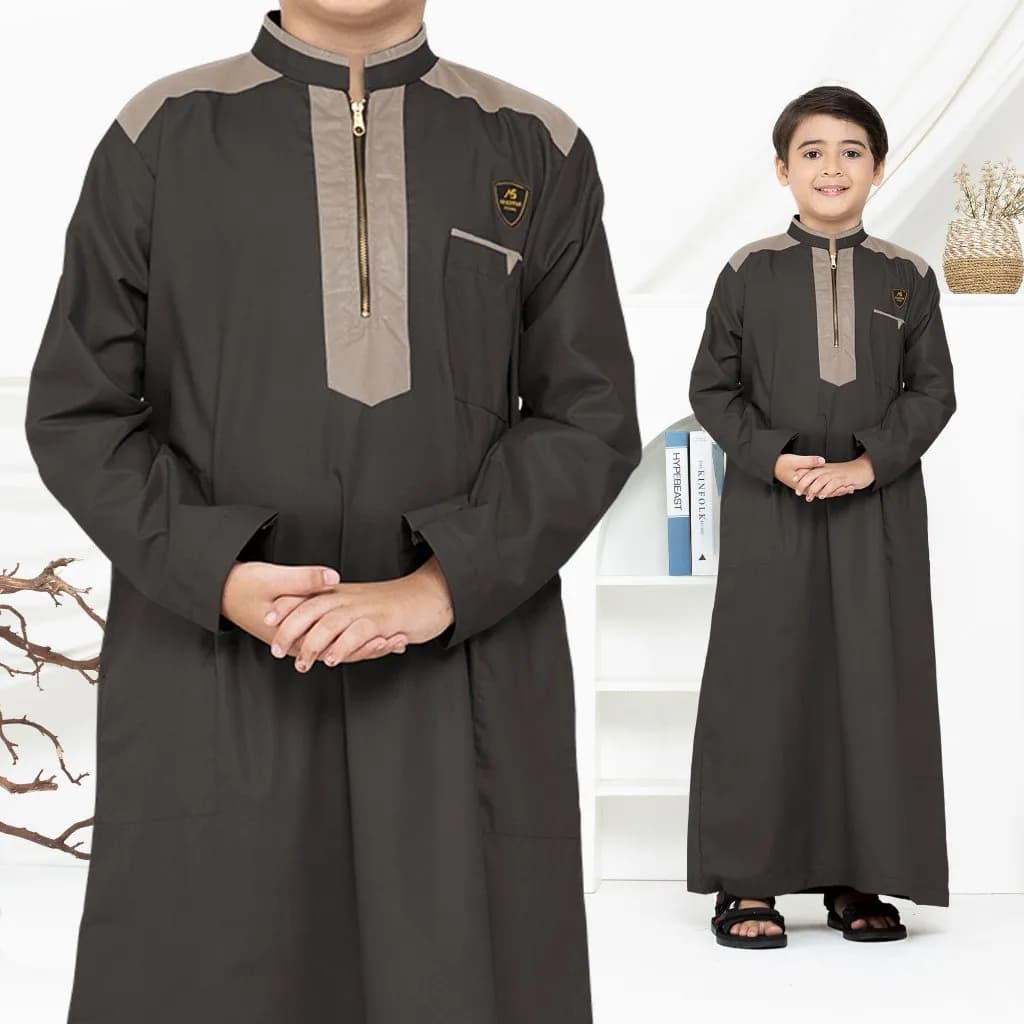 Assuffah I Jubah Anak Laki Laki 9 - 16 Tahun Lengan Panjang Resleting Depan Alief Series
