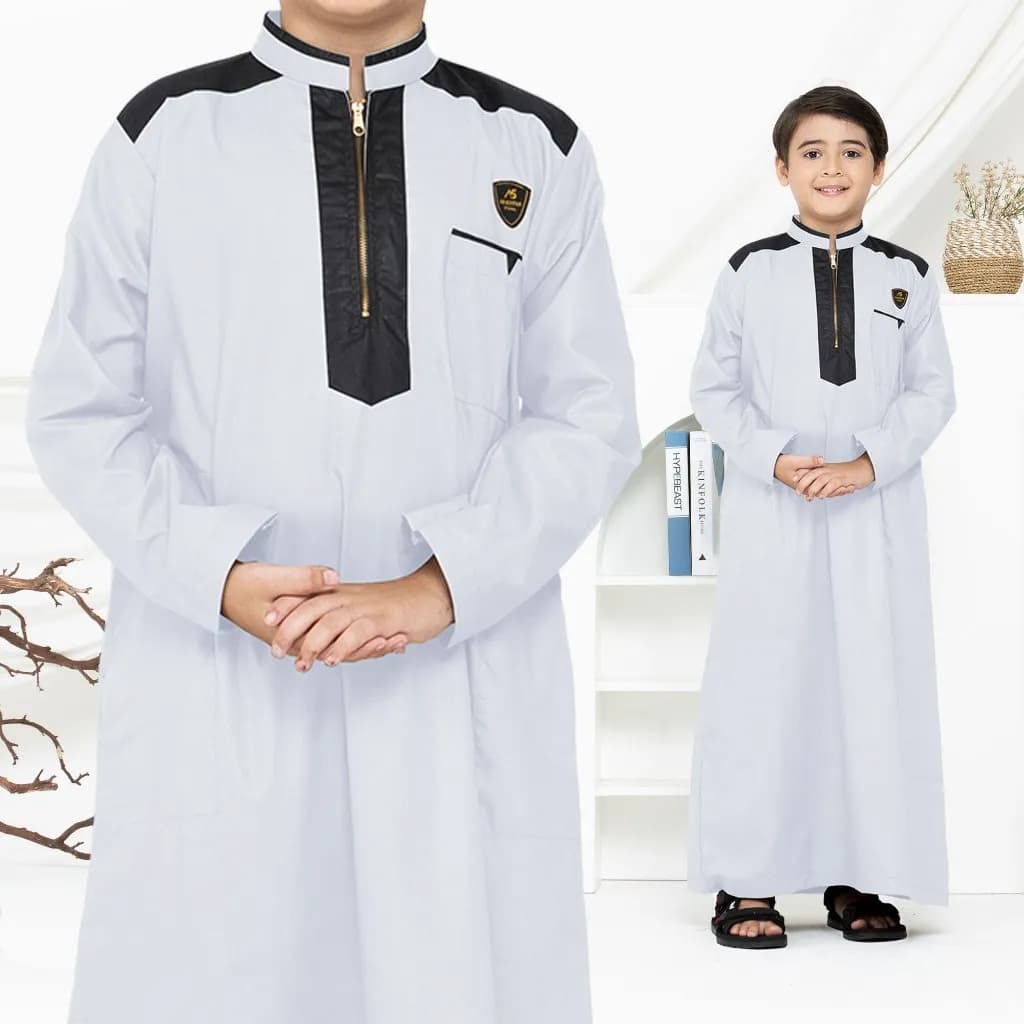 Assuffah I Jubah Anak Laki Laki 9 - 16 Tahun Lengan Panjang Resleting Depan Alief Series