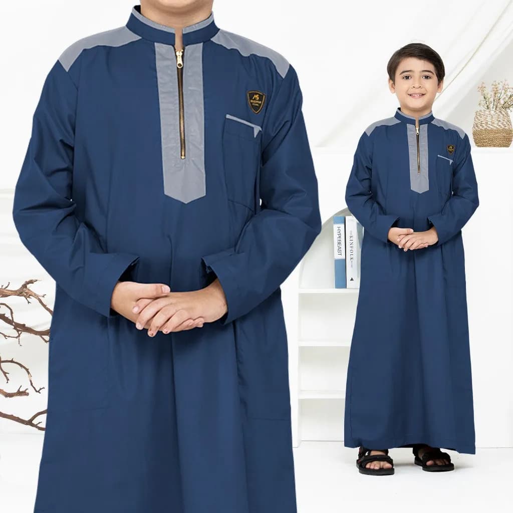 Assuffah I Jubah Anak Laki Laki 9 - 16 Tahun Lengan Panjang Resleting Depan Alief Series