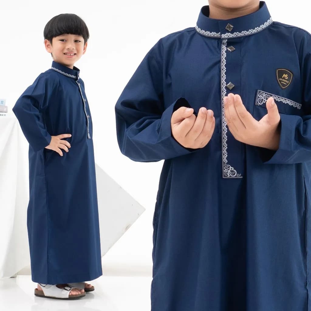 Assuffah I Jubah Anak Laki Laki 9 - 16 Tahun Lengan Panjang Resleting Depan Alief Series