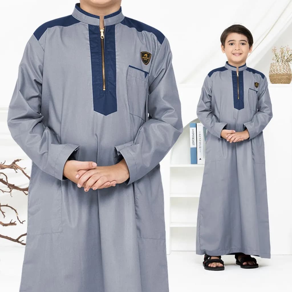 Assuffah I Jubah Anak Laki Laki 9 - 16 Tahun Lengan Panjang Resleting Depan Alief Series