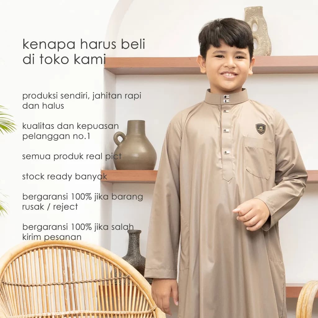 Assuffah I Gamis Anak Laki Laki 9-16 Tahun Kancing Snap Motif Harmain Fadlan Series