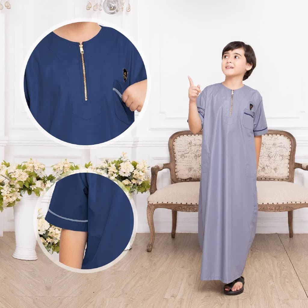 Assuffah I Jubah Anak Laki Laki Casual 9 - 16 Tahun Kerah Jefri Zaid Series