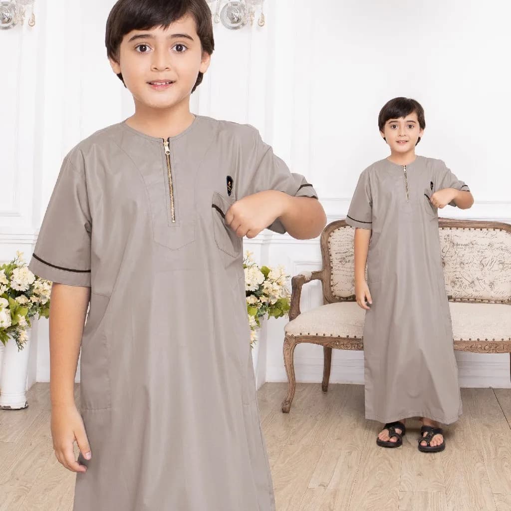 Assuffah I Jubah Anak Laki Laki Casual 9 - 16 Tahun Kerah Jefri Zaid Series