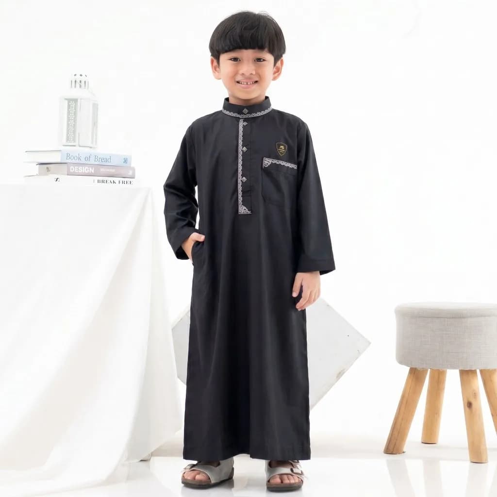 Assuffah I Jubah Bordir Anak Laki Laki 1-8 Tahun Kancing Snap Motif Harmain Fathan Series