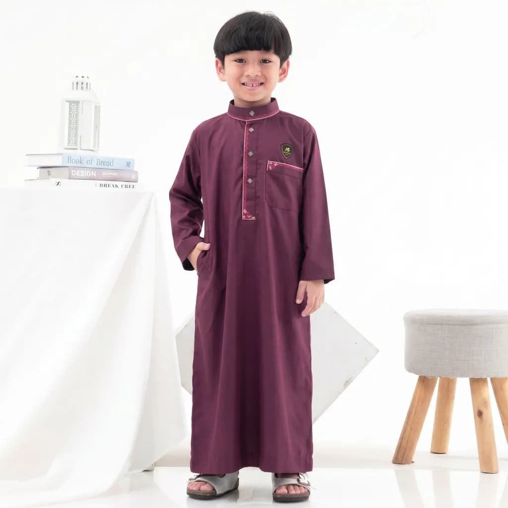 Assuffah I Jubah Bordir Anak Laki Laki 1-8 Tahun Kancing Snap Motif Harmain Fathan Series