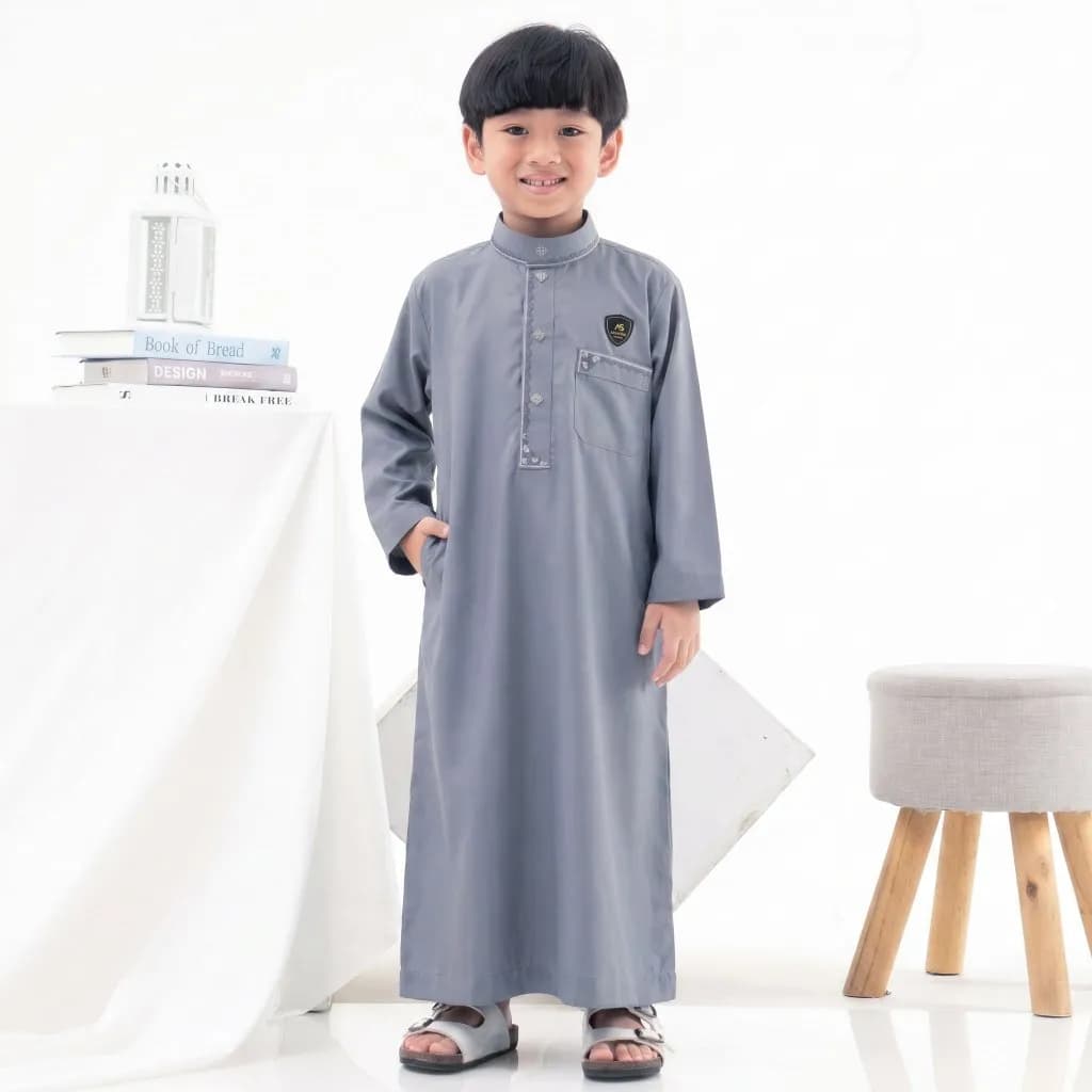 Assuffah I Jubah Bordir Anak Laki Laki 1-8 Tahun Kancing Snap Motif Harmain Fathan Series