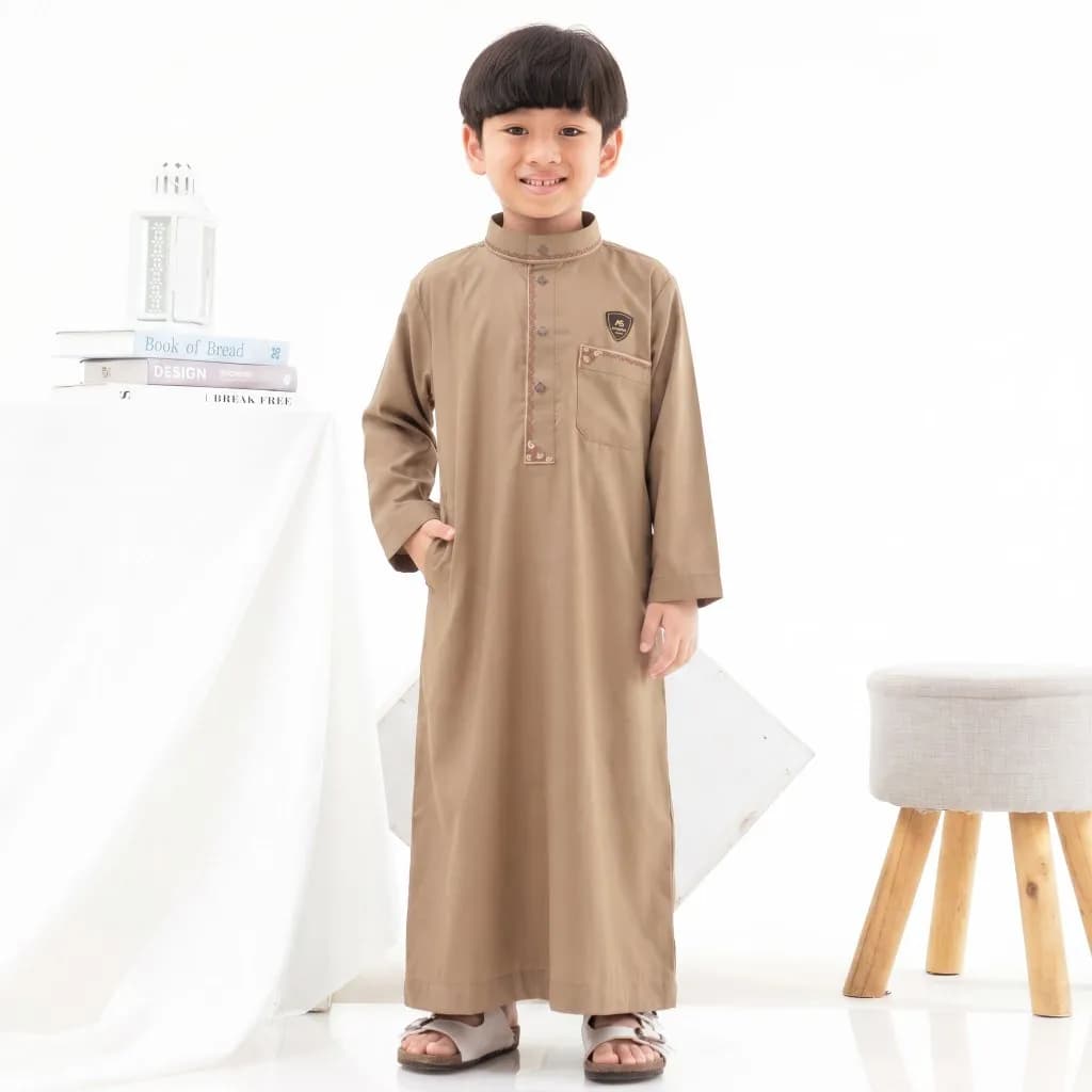 Assuffah I Jubah Bordir Anak Laki Laki 1-8 Tahun Kancing Snap Motif Harmain Fathan Series