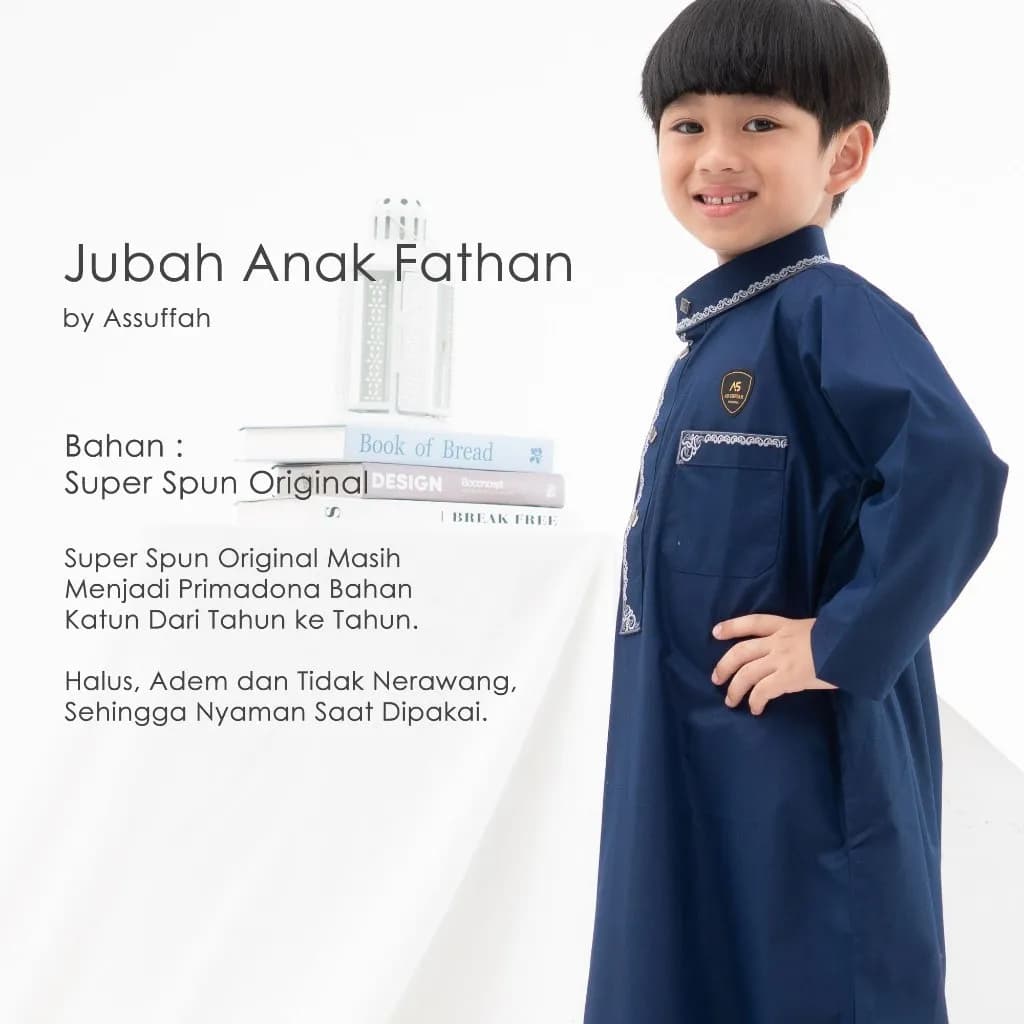 Assuffah I Jubah Bordir Anak Laki Laki 1-8 Tahun Kancing Snap Motif Harmain Fathan Series