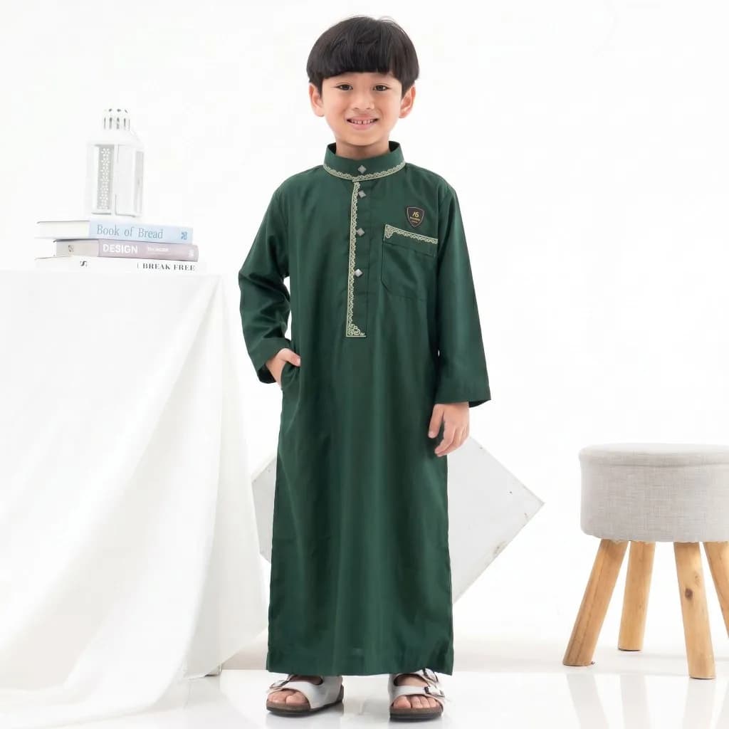 Assuffah I Jubah Bordir Anak Laki Laki 1-8 Tahun Kancing Snap Motif Harmain Fathan Series