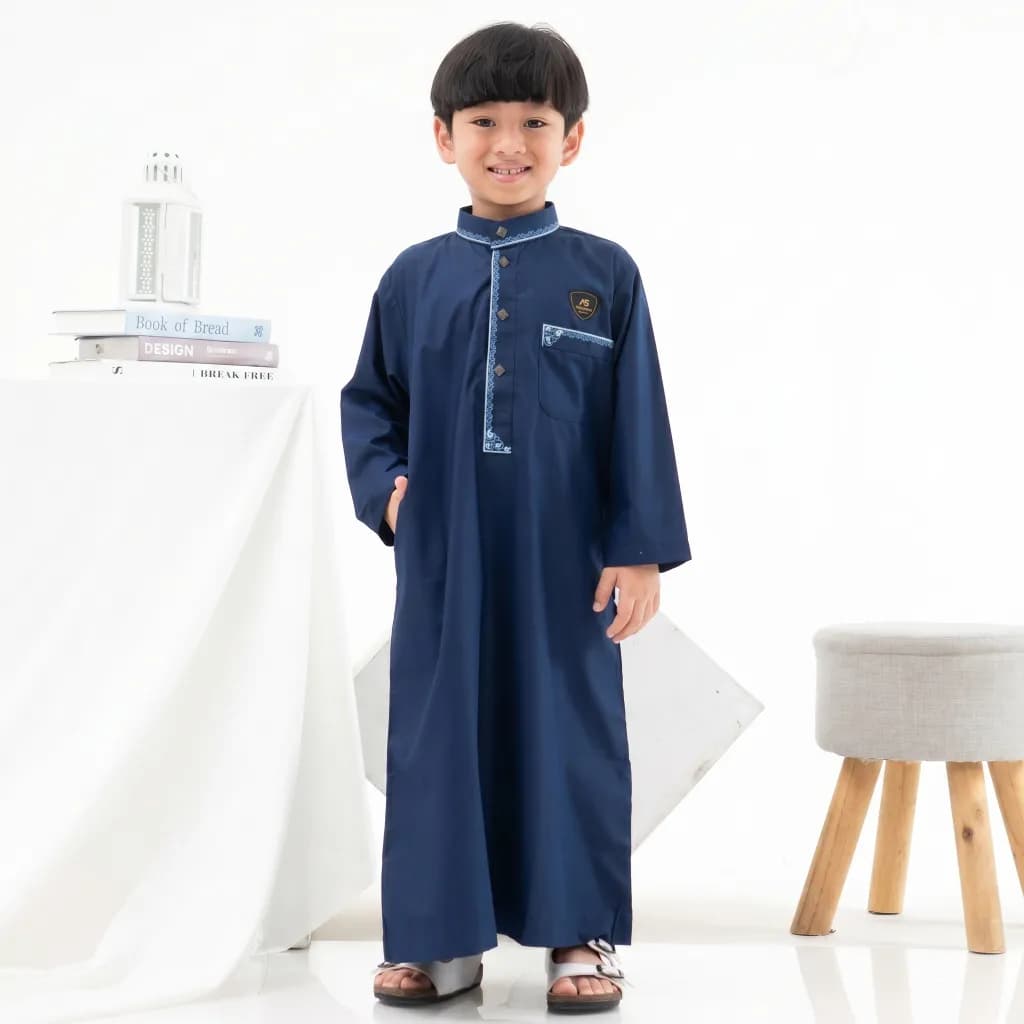 Assuffah I Jubah Bordir Anak Laki Laki 1-8 Tahun Kancing Snap Motif Harmain Fathan Series