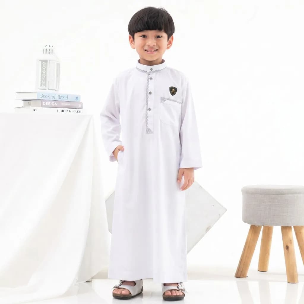 Assuffah I Jubah Bordir Anak Laki Laki 9-16 Tahun Kancing Snap Motif Harmain Fathan Series