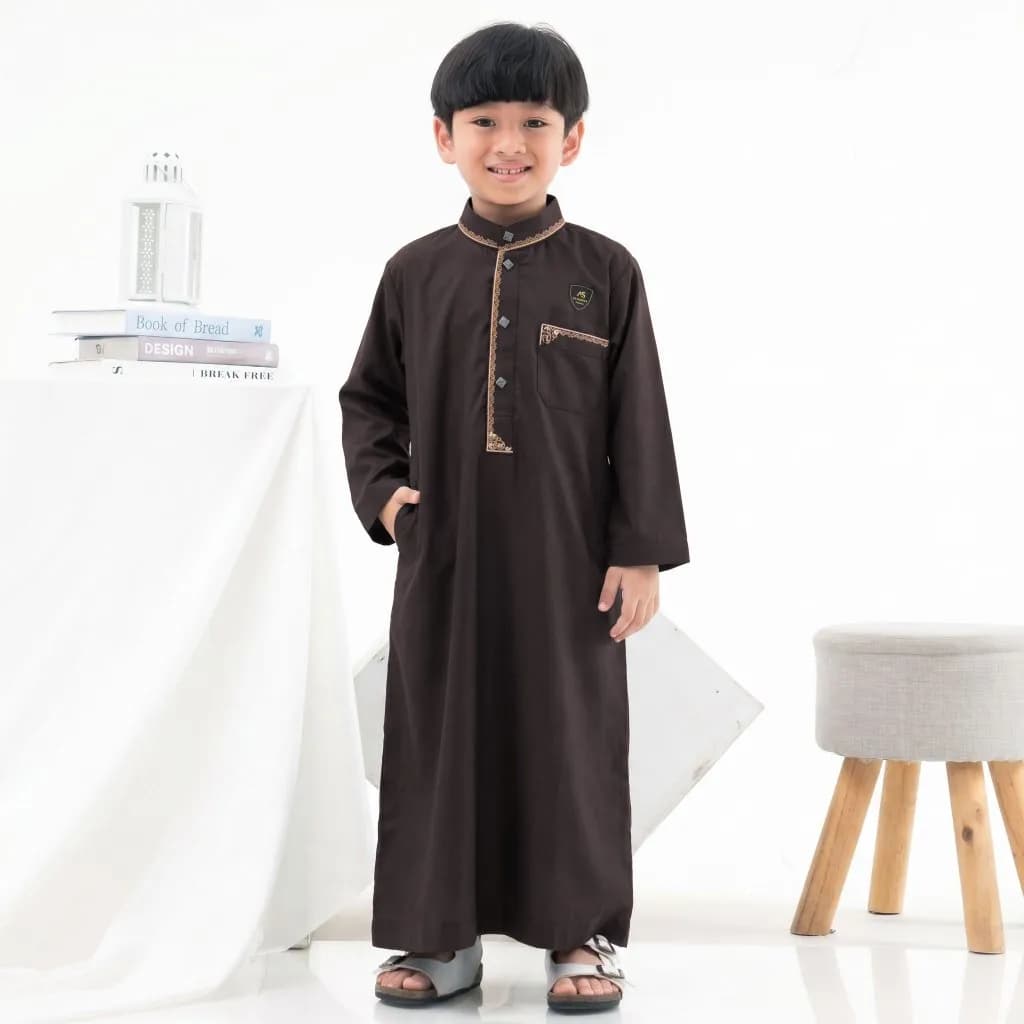 Assuffah I Jubah Bordir Anak Laki Laki 9-16 Tahun Kancing Snap Motif Harmain Fathan Series