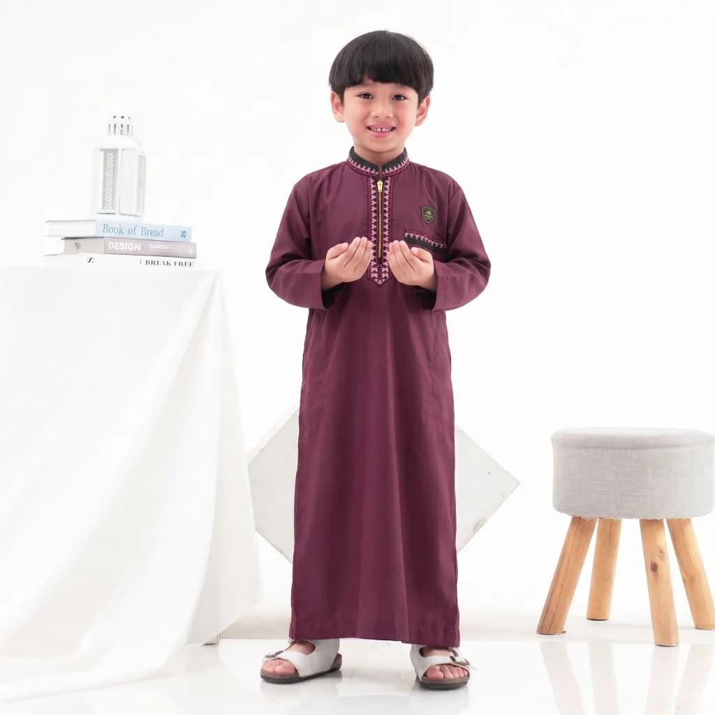 Assuffah I Jubah Anak Bordir Eksklusif 1 - 8 Tahun Lengan Panjang Zahdan Series