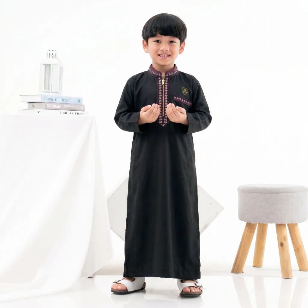 Assuffah I Jubah Anak Bordir Eksklusif 9 - 16 Tahun Lengan Panjang Zahdan Series