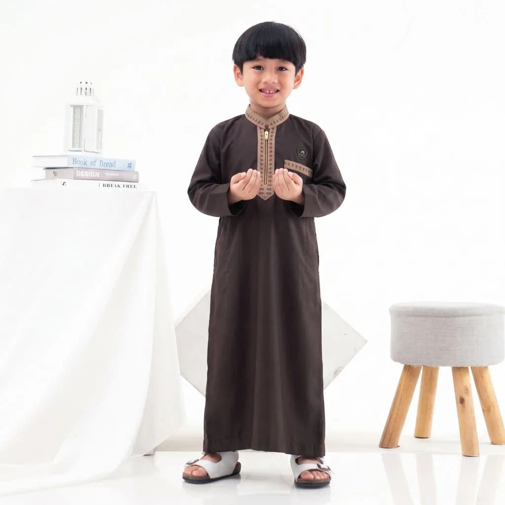 Assuffah I Jubah Anak Bordir Eksklusif 9 - 16 Tahun Lengan Panjang Zahdan Series
