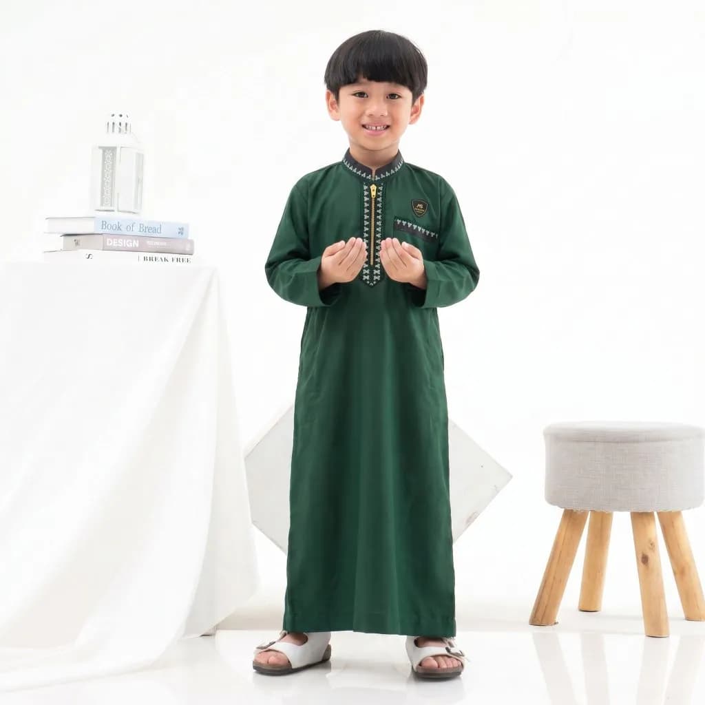 Assuffah I Jubah Anak Bordir Eksklusif 9 - 16 Tahun Lengan Panjang Zahdan Series