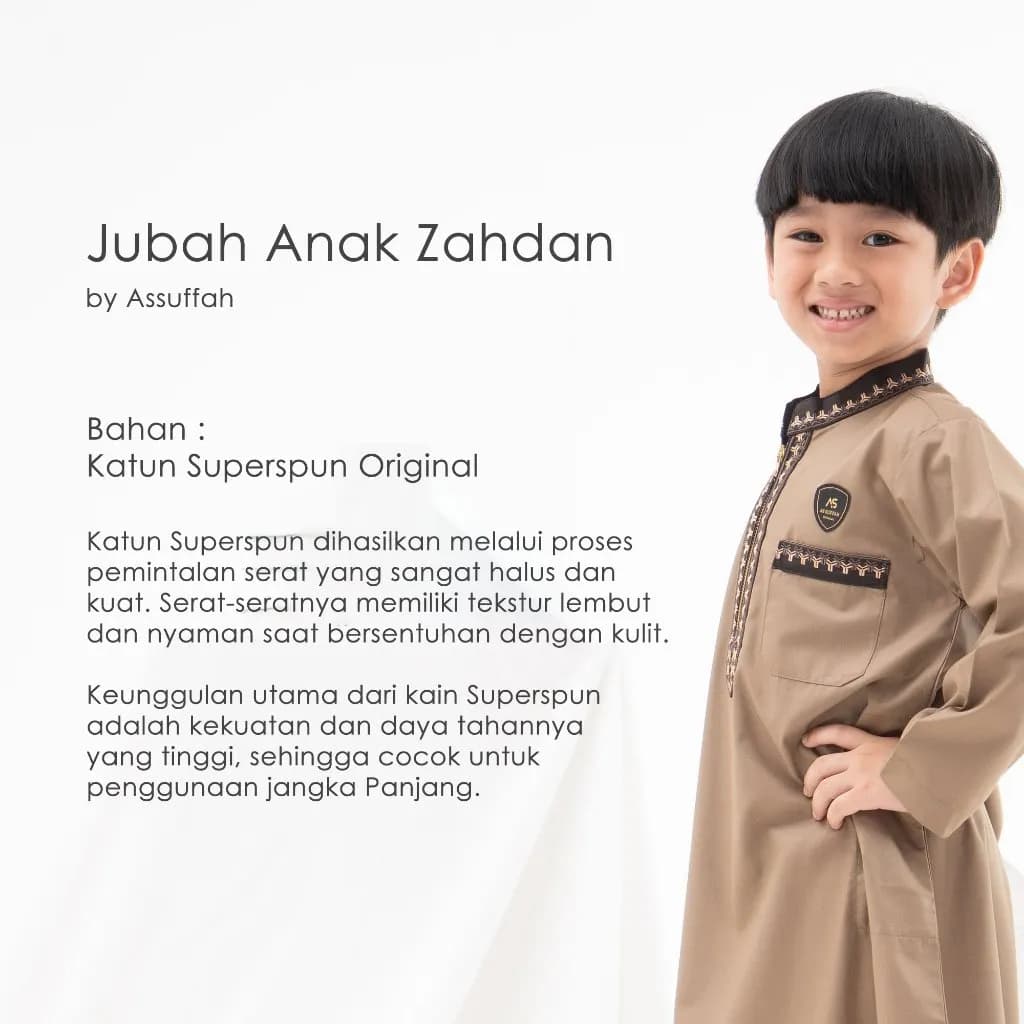 Assuffah I Jubah Anak Bordir Eksklusif 9 - 16 Tahun Lengan Panjang Zahdan Series