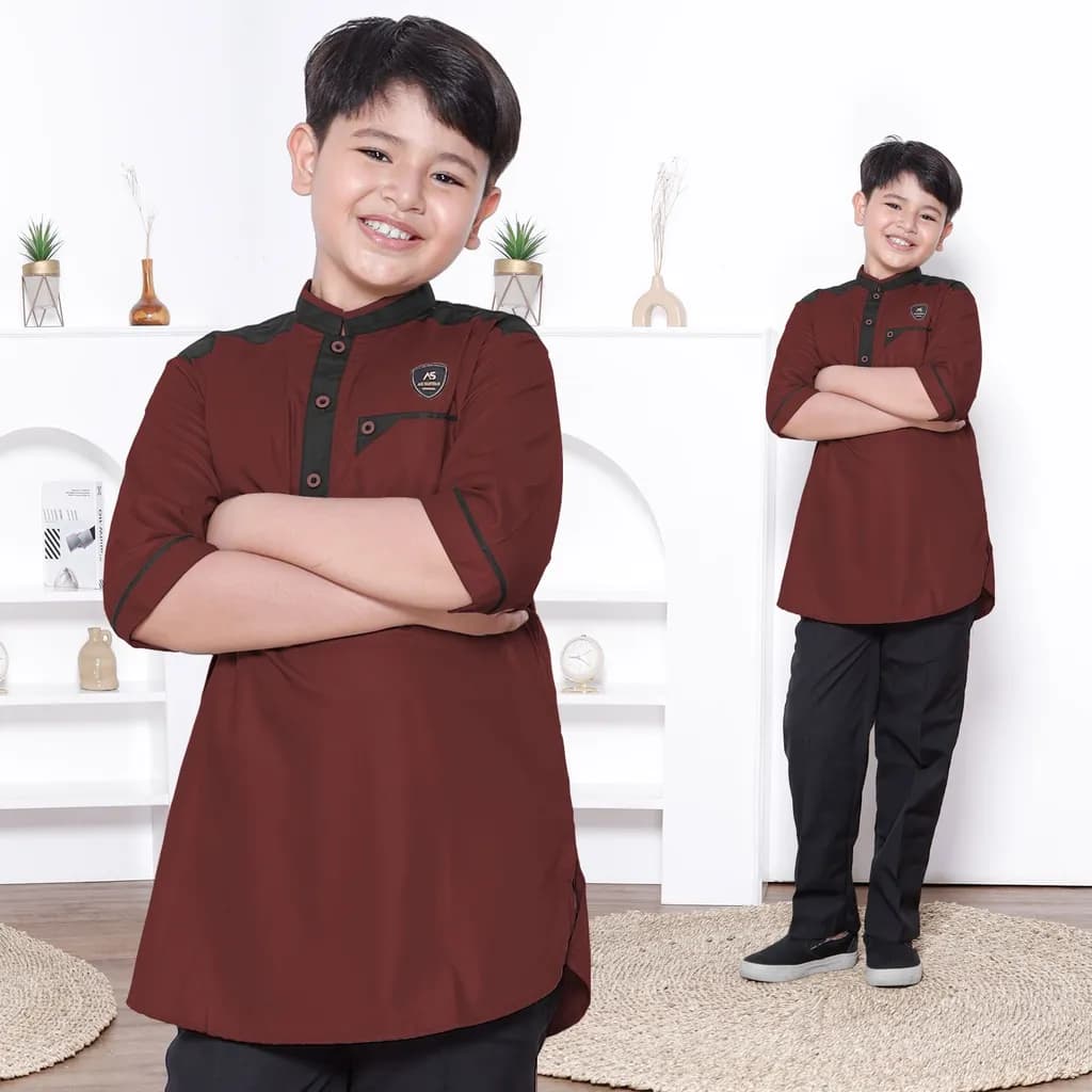 Assuffah I Atasan Baju Koko Kurta Anak 9-18 Tahun Lengan 3/4 Hasan Series
