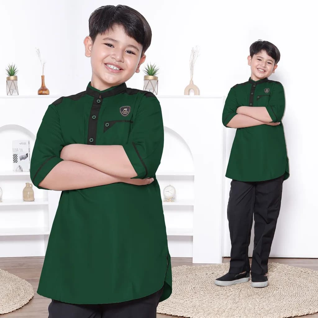 Assuffah I Atasan Baju Koko Kurta Anak 9-18 Tahun Lengan 3/4 Hasan Series