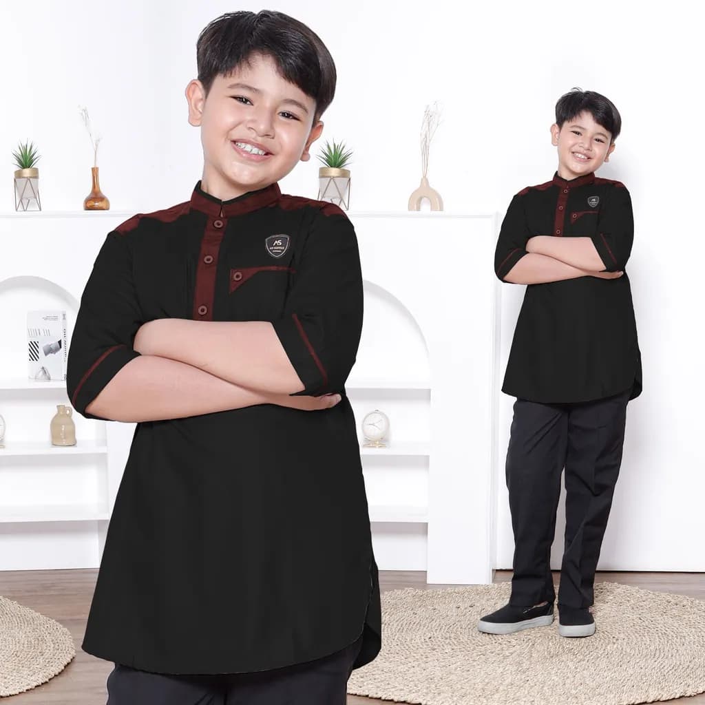 Assuffah I Atasan Baju Koko Kurta Anak 9-18 Tahun Lengan 3/4 Hasan Series