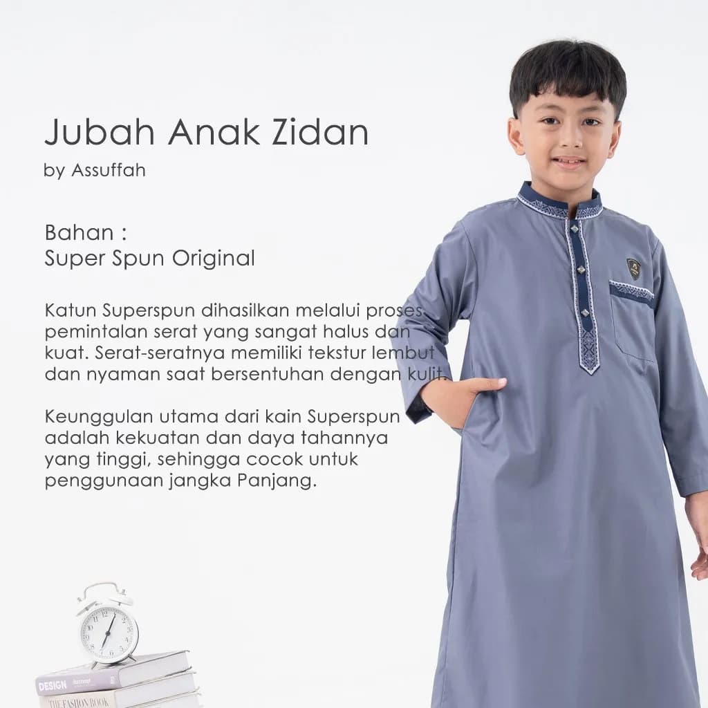 Assuffah I Jubah Anak Bordir Eksklusif 1 - 8 Tahun Lengan Panjang Zidan Series