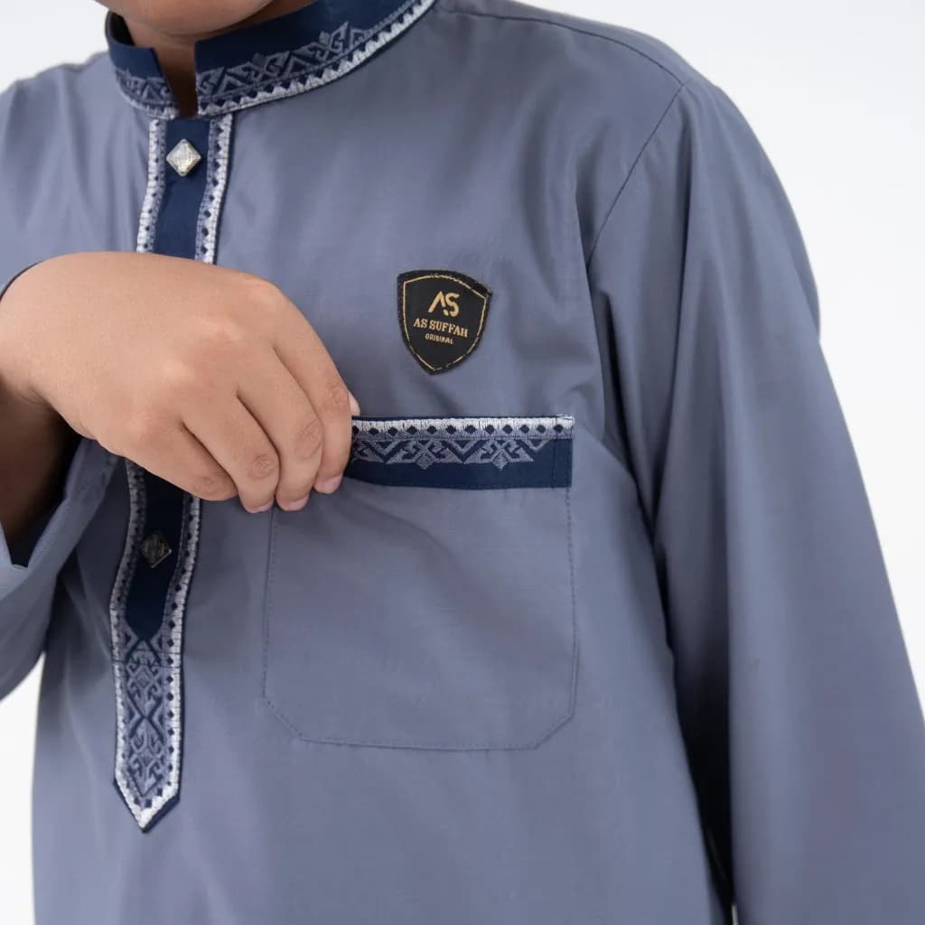 Assuffah I Jubah Anak Bordir Eksklusif 9 - 16 Tahun Lengan Panjang Zidan Series