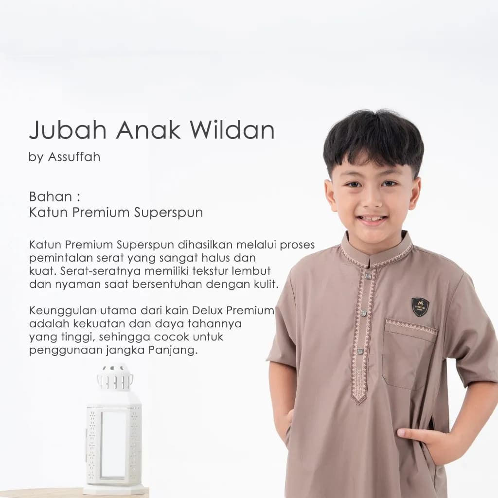 Assuffah I Jubah Anak Bordir Eksklusif 1 - 8 Tahun Lengan Pendek Wildan Series