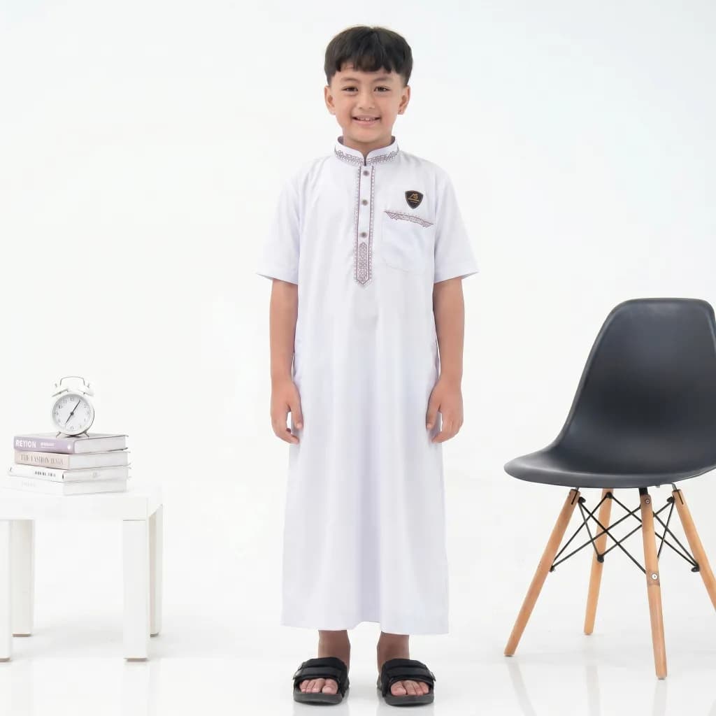 Assuffah I Jubah Anak Bordir Eksklusif 9-16 Tahun Lengan Pendek Wildan Series