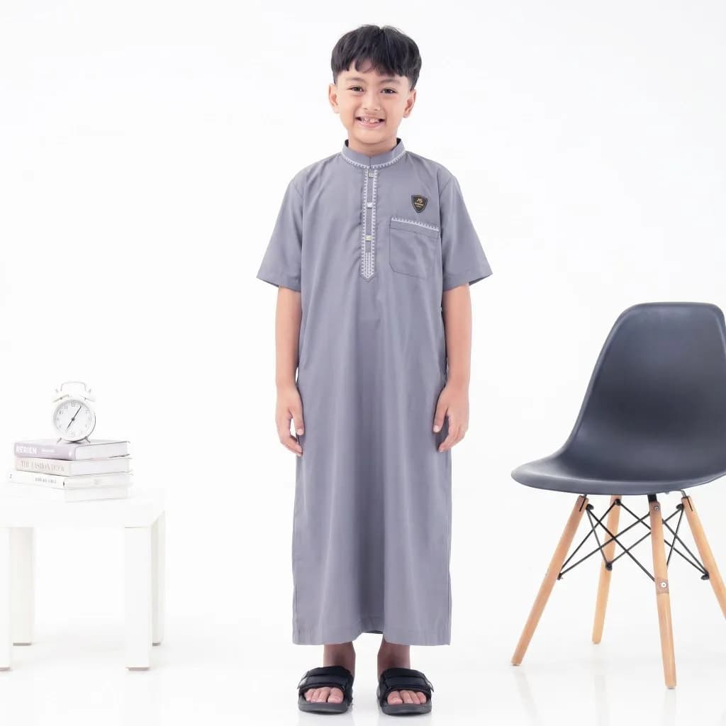 Assuffah I Jubah Anak Bordir Eksklusif 9-16 Tahun Lengan Pendek Wildan Series