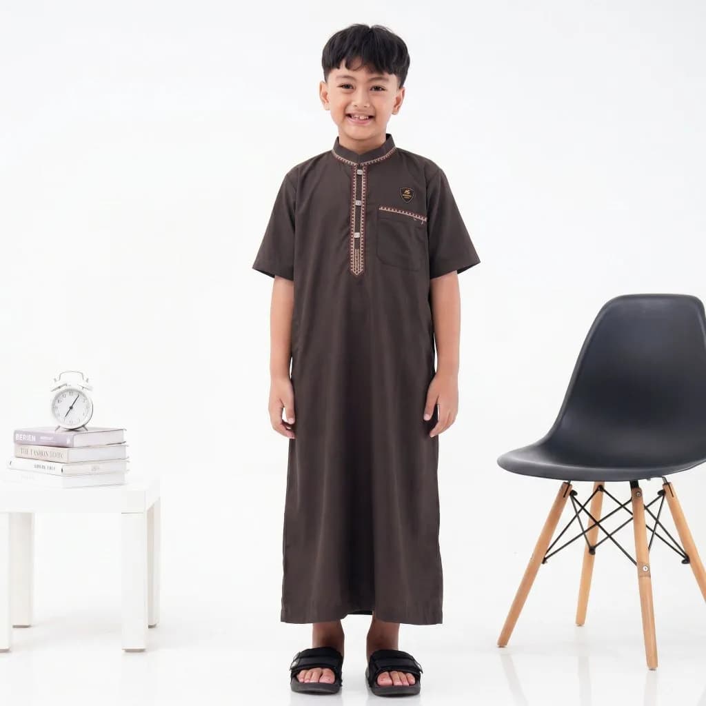 Assuffah I Jubah Anak Bordir Eksklusif 9-16 Tahun Lengan Pendek Wildan Series
