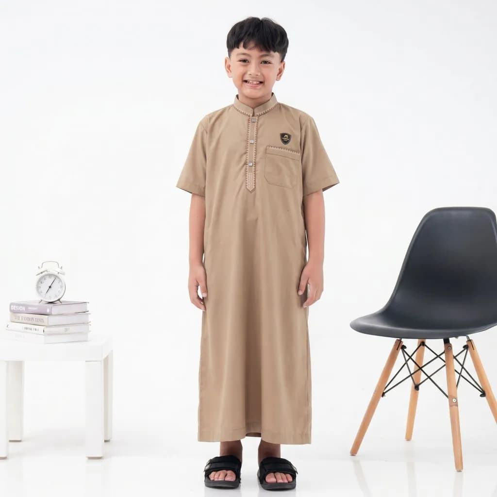 Assuffah I Jubah Anak Bordir Eksklusif 9-16 Tahun Lengan Pendek Wildan Series