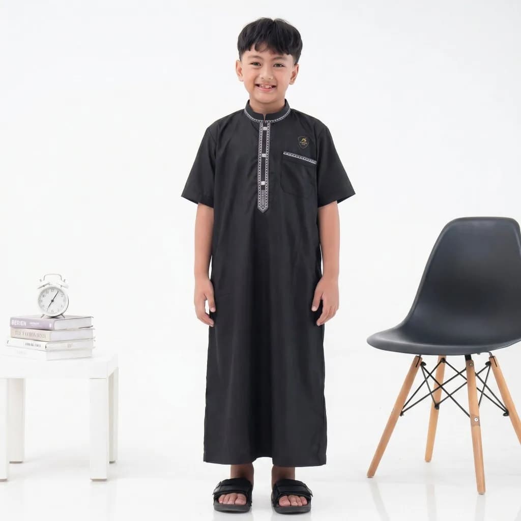 Assuffah I Jubah Anak Bordir Eksklusif 9-16 Tahun Lengan Pendek Wildan Series