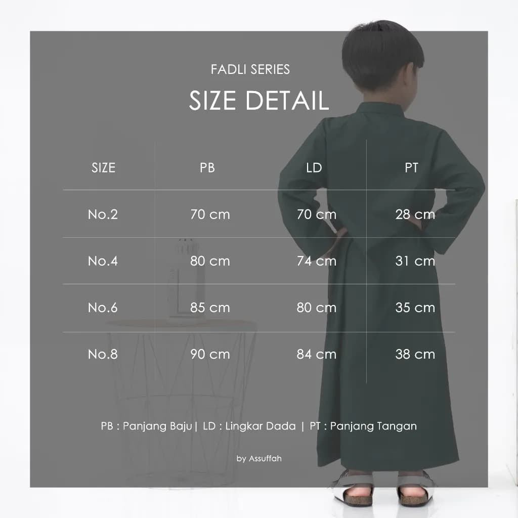 Assuffah I Jubah Anak Laki Laki 1 - 8 Tahun Baju Muslim Anak Lengan Panjang Fadli Series