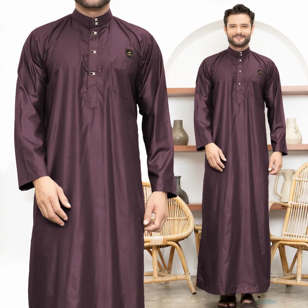 Assuffah I Gamis Pria Dewasa Kancing Snap Jubah Motif Harmain Fadlan Series