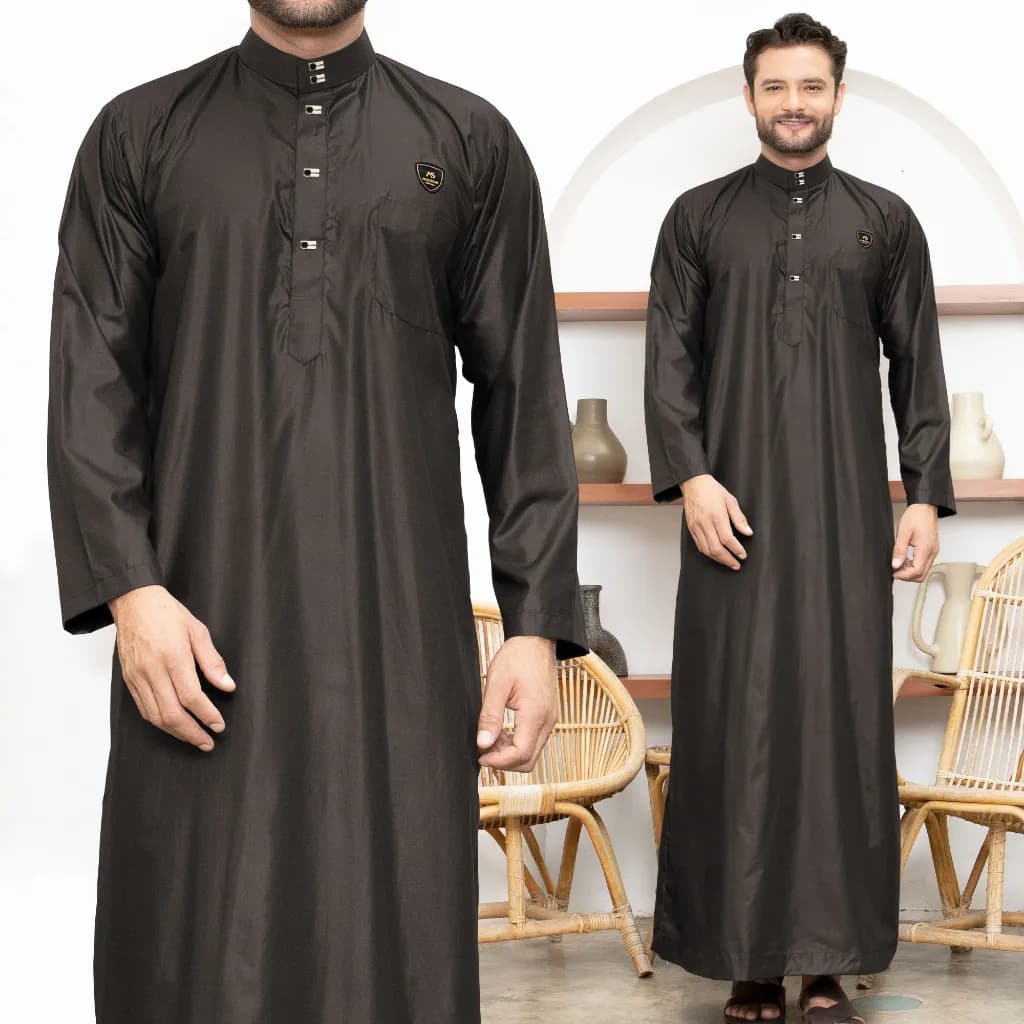 Assuffah I Gamis Pria Dewasa Kancing Snap Jubah Motif Harmain Fadlan Series