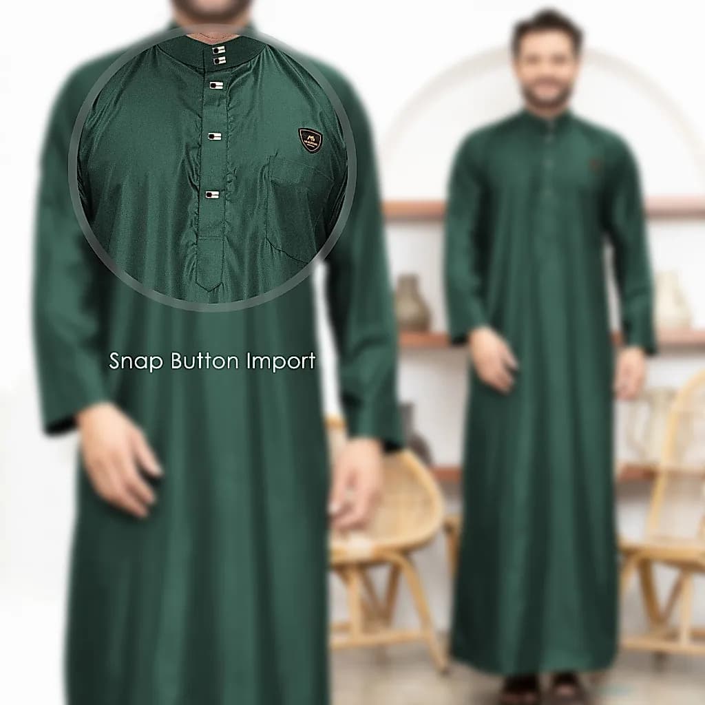 Assuffah I Gamis Pria Dewasa Kancing Snap Jubah Motif Harmain Fadlan Series