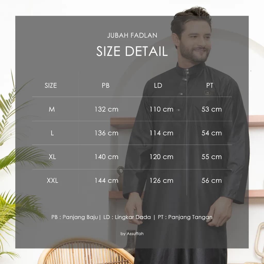 Assuffah I Gamis Pria Dewasa Kancing Snap Jubah Motif Harmain Fadlan Series