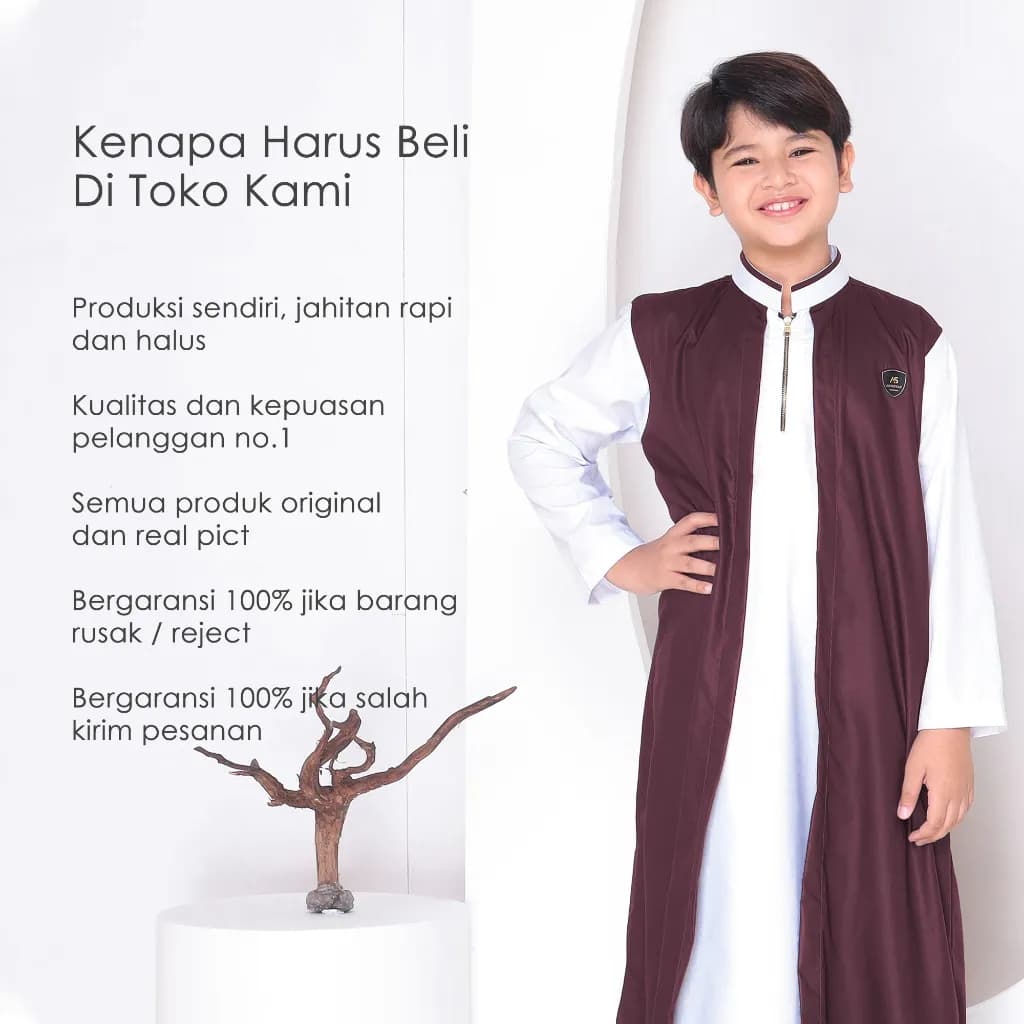 Assuffah I Jubah Anak 2in1 Jubah Habib Rifky Motif 2 Layer Salman Series