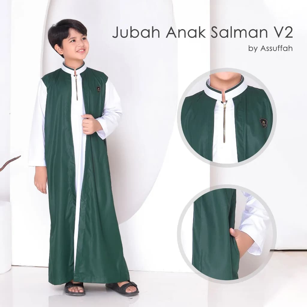 Assuffah I Jubah Anak 2in1 Jubah Habib Rifky Motif 2 Layer Salman Series