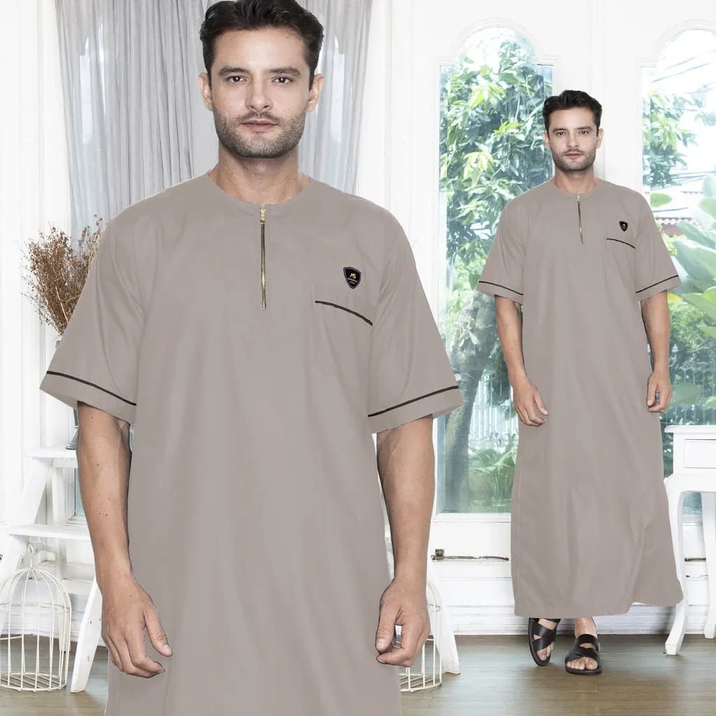 Assuffah I Jubah Pria Casual Lengan Pendek Motif Jefri Series