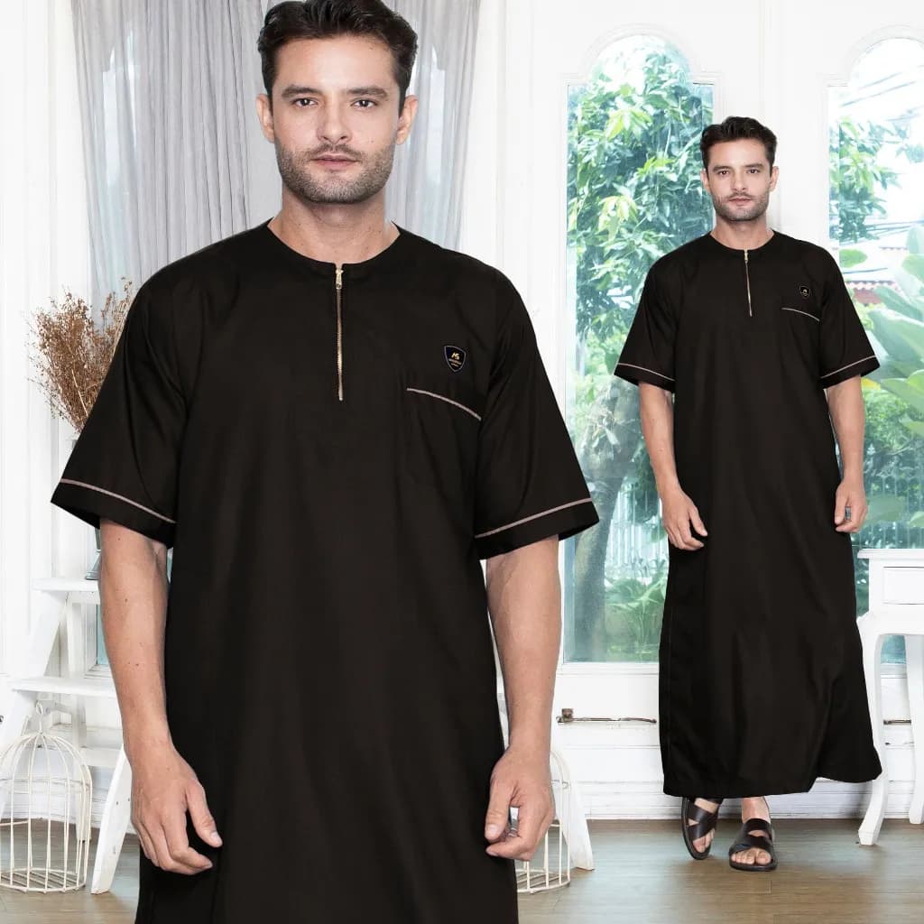 Assuffah I Jubah Pria Casual Lengan Pendek Motif Jefri Series