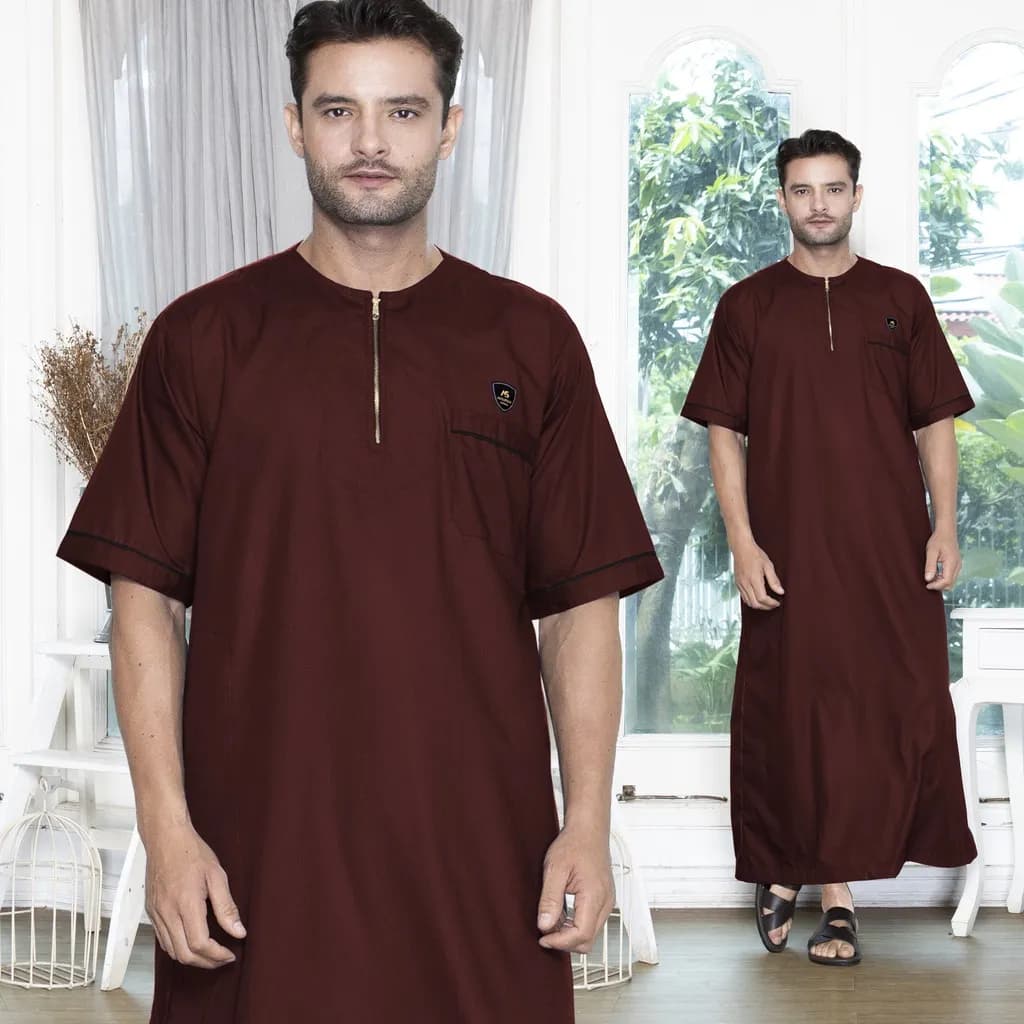 Assuffah I Jubah Pria Casual Lengan Pendek Motif Jefri Series