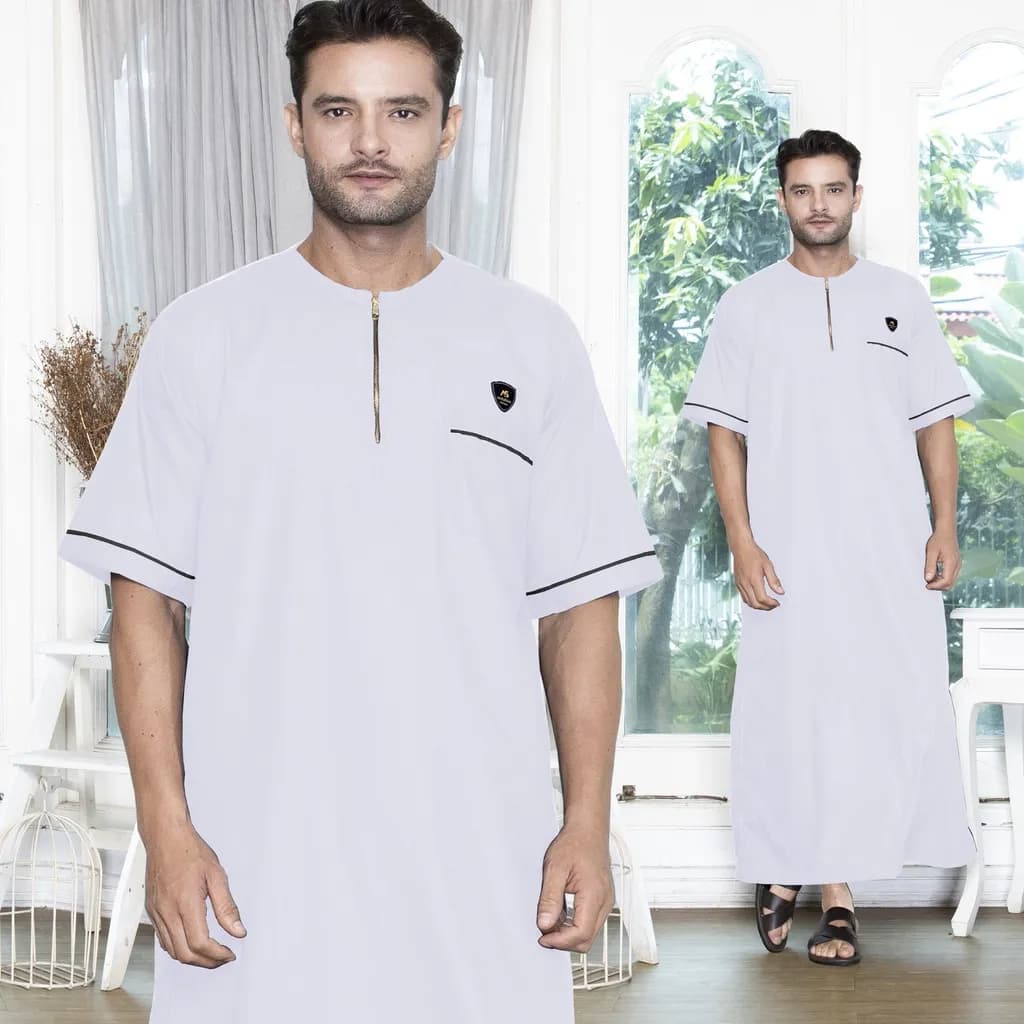 Assuffah I Jubah Pria Casual Lengan Pendek Motif Jefri Series