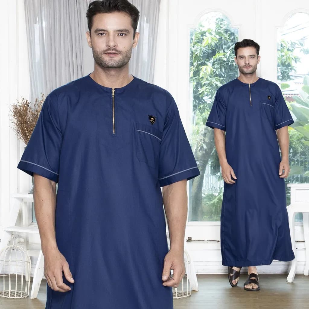 Assuffah I Jubah Pria Casual Lengan Pendek Motif Jefri Series