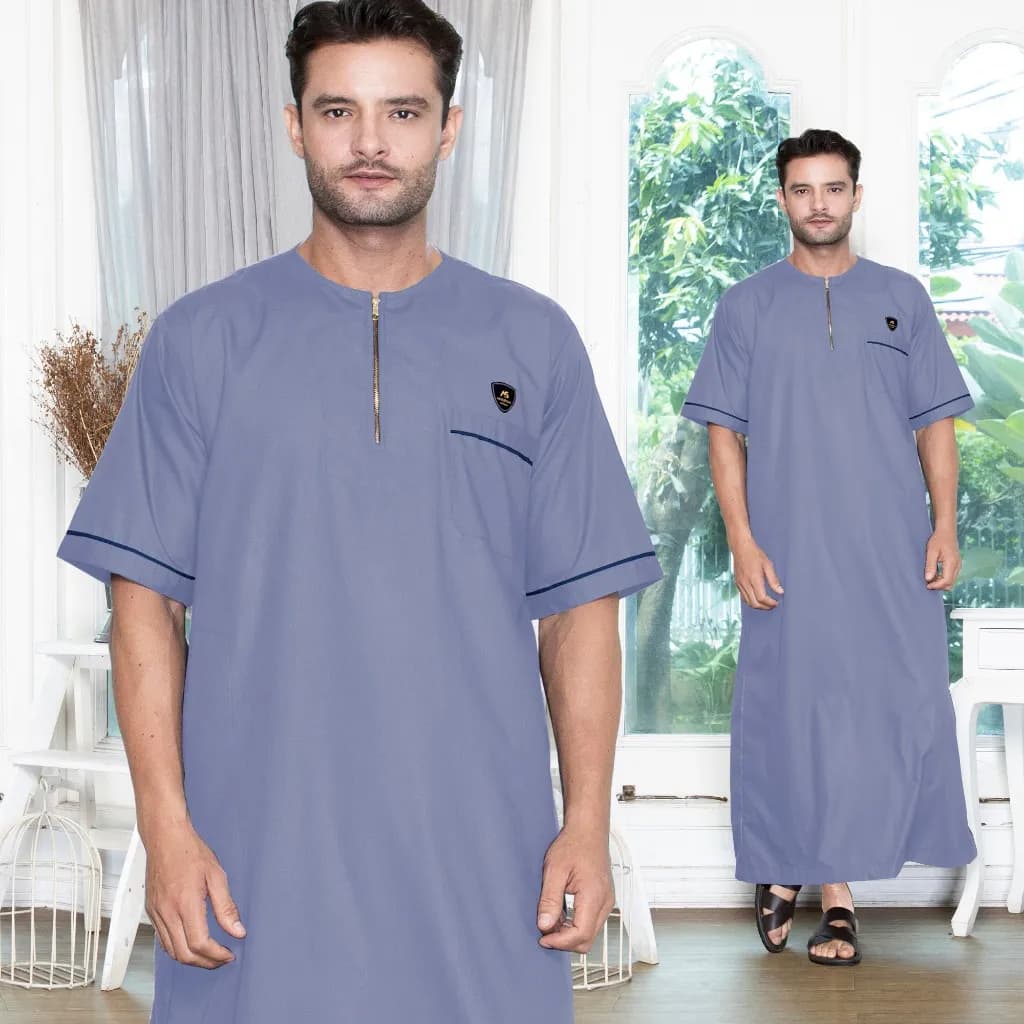Assuffah I Jubah Pria Casual Lengan Pendek Motif Jefri Series